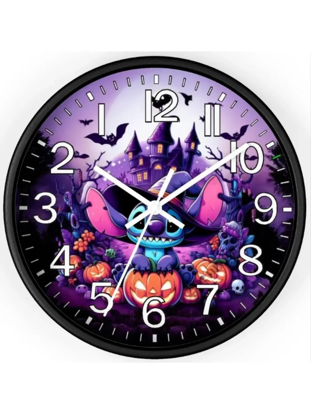 REVERSE TICKING Lilo & Stitch Glow In The Dark Wall Clock New!